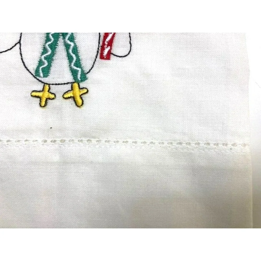 Pair of Embroidered Christmas Owl Mushroom Tea Towels‎ NWT Carol Eldridge